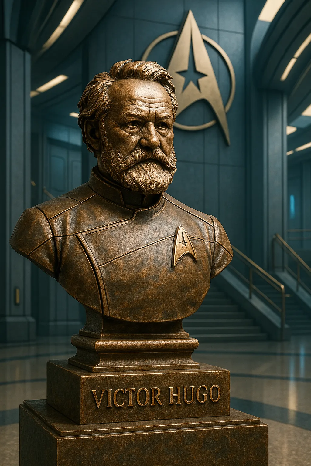 Victor Hugo statue in a Starfleet academy
